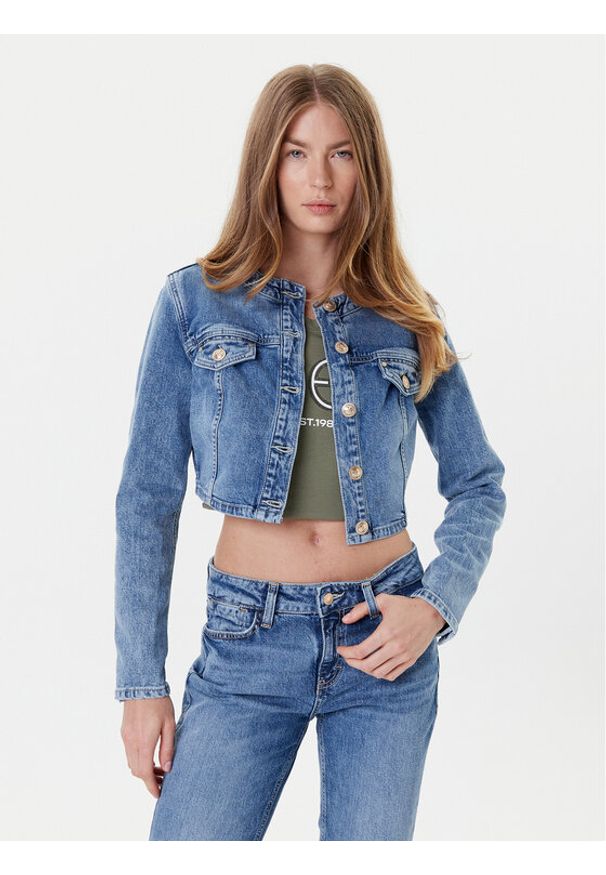 Guess Kurtka jeansowa W5YN53 D5QP2 Niebieski Regular Fit. Kolor: niebieski. Materiał: bawełna