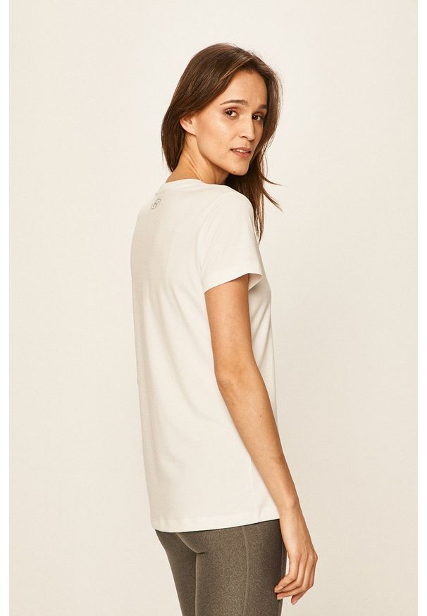 Under Armour - T-shirt. Kolor: biały. Materiał: dzianina. Wzór: melanż