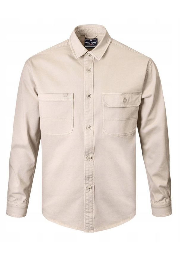 Lekka Kurtka o Kroju Koszuli Wierzchniej - Pako Jeans - Beżowa. Kolor: brązowy, beżowy, wielokolorowy. Materiał: tkanina, elastan, bawełna. Sezon: wiosna, jesień