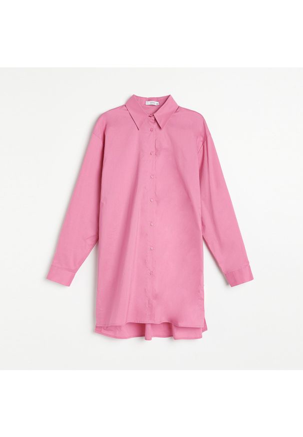 Reserved - Długa koszula oversize - Różowy. Kolor: różowy. Długość: długie