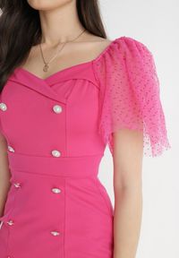 Born2be - Fuksjowa Sukienka z Bawełny Oreina. Kolor: różowy. Materiał: bawełna. Styl: elegancki, wizytowy. Długość: mini #4