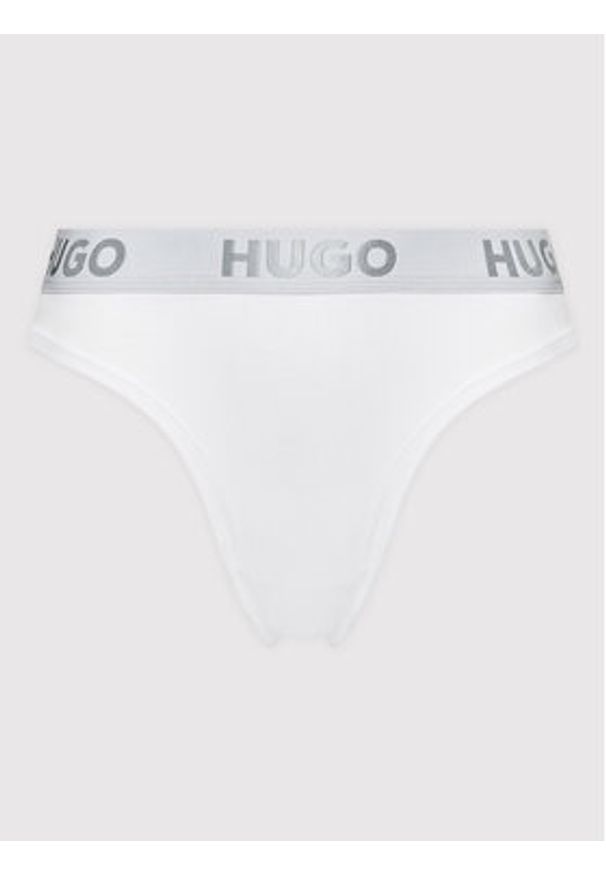 Hugo Stringi Thong Sporty Logo 50469651 Biały. Kolor: biały. Materiał: bawełna
