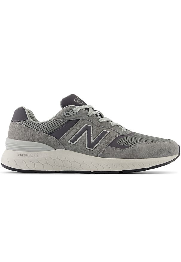 Buty męskie New Balance MW880CA6 – szare. Okazja: na co dzień, na spacer. Kolor: szary. Materiał: guma, zamsz. Szerokość cholewki: normalna. Sport: turystyka piesza, fitness