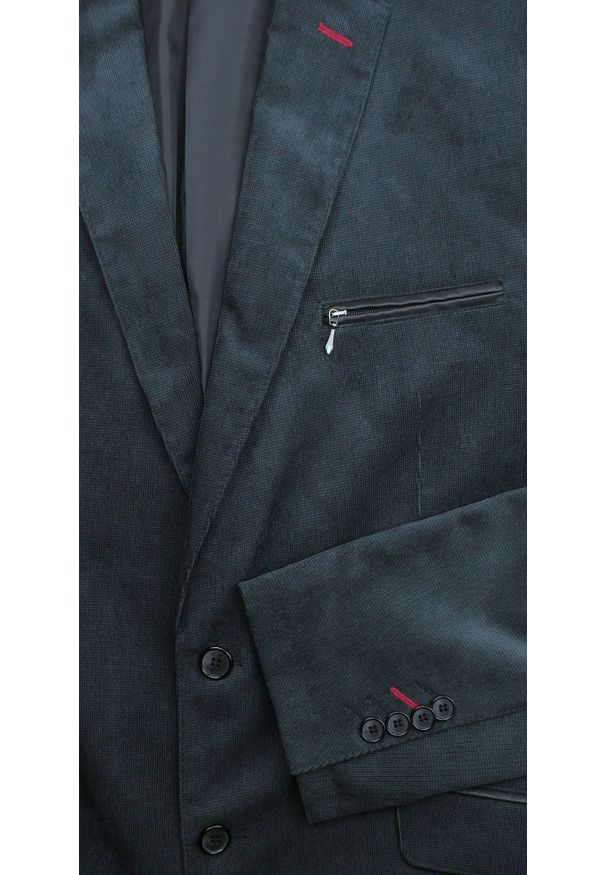 Sportowa Marynarka, Taliowana - Casino - Sztruks - Grafit. Materiał: wiskoza, poliester. Styl: sportowy