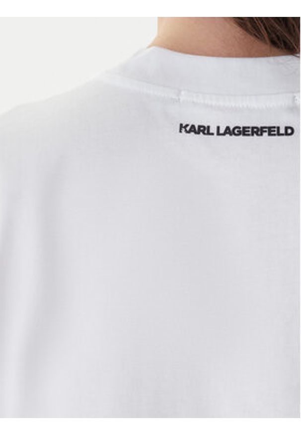 Karl Lagerfeld - KARL LAGERFELD T-Shirt A2W17115 Biały Loose Fit. Typ kołnierza: dekolt w karo. Kolor: biały. Materiał: bawełna
