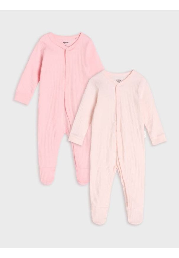 Sinsay - Pajacyki 2 pack - różowy. Kolor: różowy. Materiał: bawełna, prążkowany, materiał