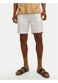 Jack & Jones - Jack&Jones Szorty materiałowe Jpstace 12252992 Biały Tapered Fit. Kolor: biały. Materiał: len, bawełna