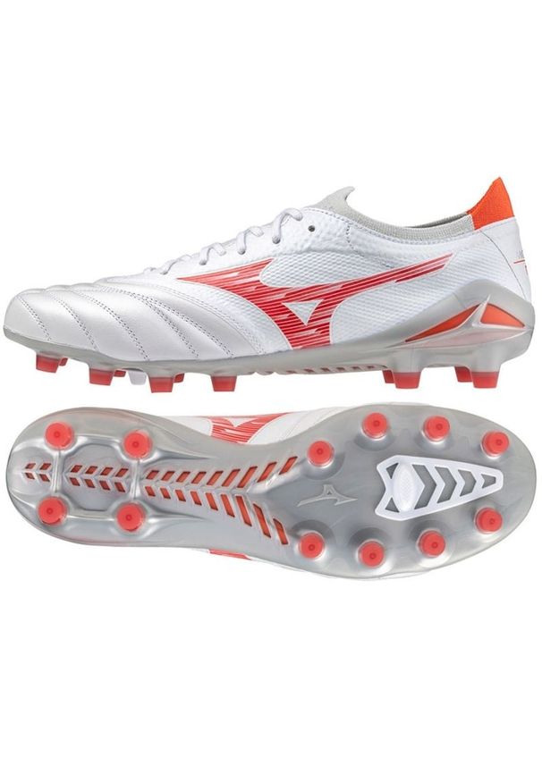 Buty piłkarskie Mizuno Morelia Neo Iv Beta Elite Md M P1GA244260 białe. Zapięcie: sznurówki. Kolor: biały. Materiał: skóra. Szerokość cholewki: normalna. Sport: piłka nożna