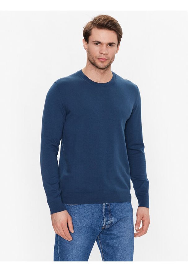 Sisley Sweter 10F2S1C78 Niebieski Regular Fit. Kolor: niebieski. Materiał: bawełna