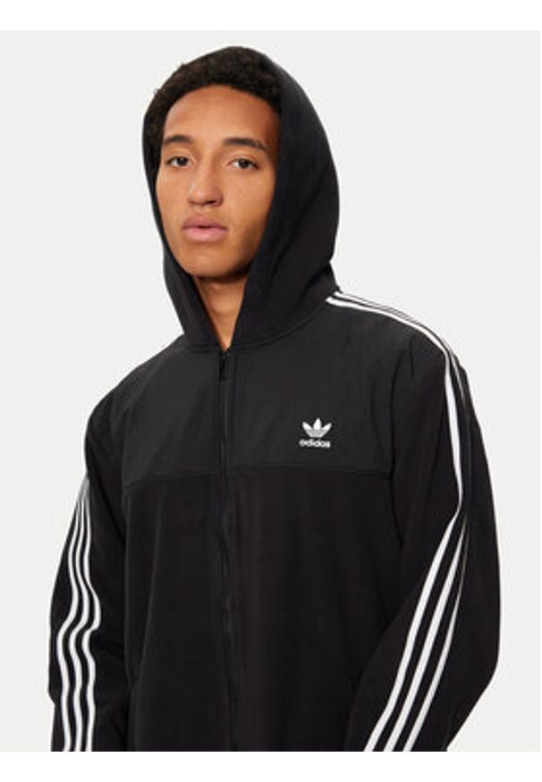 Adidas - adidas Bluza adicolor 3-Stripes Teddy IZ4802 Czarny Regular Fit. Kolor: czarny. Materiał: syntetyk