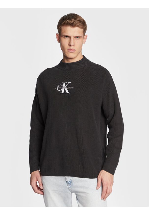 Calvin Klein Jeans Sweter J30J322460 Czarny Loose Fit. Kolor: czarny. Materiał: bawełna