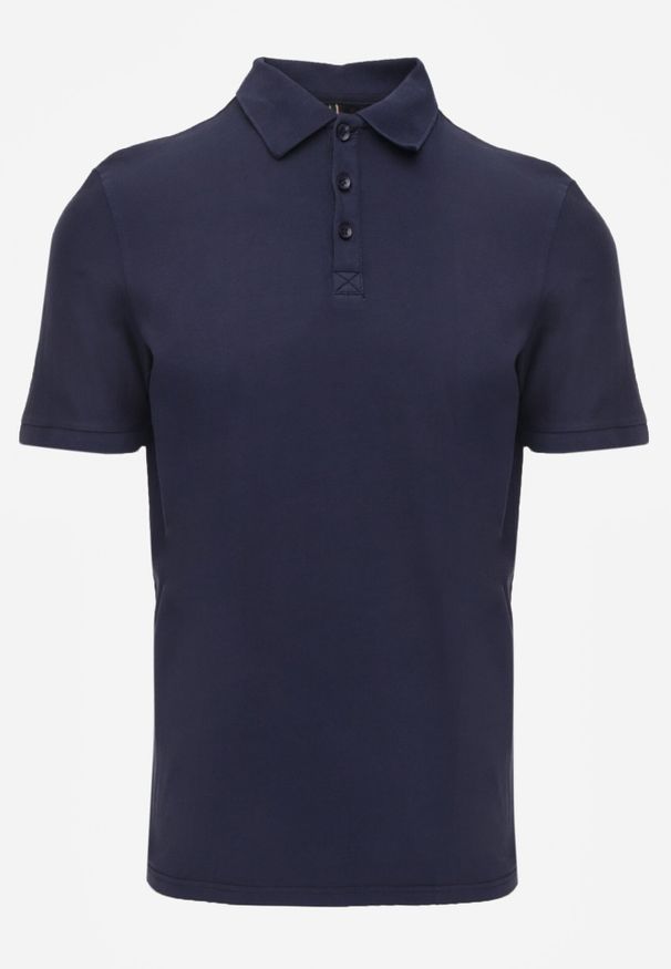 Born2be - Granatowa Gładka Koszulka Polo o Klasycznym Kroju Sinopea. Okazja: na co dzień, do pracy, na spotkanie biznesowe. Typ kołnierza: polo. Kolor: niebieski. Materiał: jeans. Wzór: gładki. Styl: klasyczny