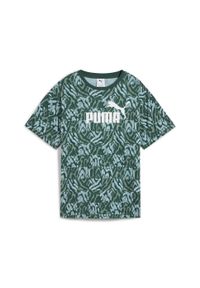 Puma Koszulka Ess Graphic Relaxed Aop 68507030. Kolor: zielony. Materiał: guma. Wzór: nadruk