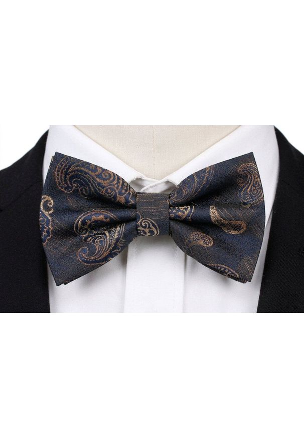 Mucha Męska w Zestawie z Poszetką - Alties - Jasnobrązowy Wzór Paisley. Kolor: wielokolorowy, brązowy, beżowy. Wzór: paisley. Styl: elegancki, sportowy