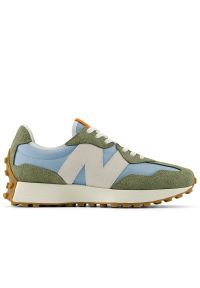 Buty New Balance U327SC - zielone. Okazja: na co dzień. Zapięcie: sznurówki. Kolor: zielony. Materiał: guma, skóra, zamsz, prążkowany, materiał. Szerokość cholewki: normalna