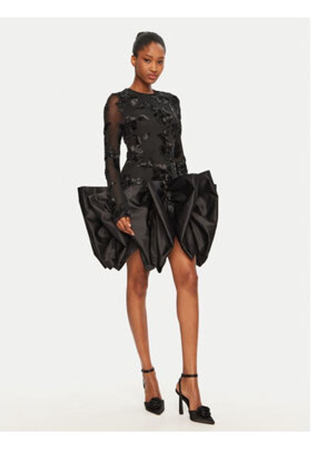 ROTATE Sukienka koktajlowa 114036100 Czarny Slim Fit. Kolor: czarny. Materiał: syntetyk. Styl: wizytowy