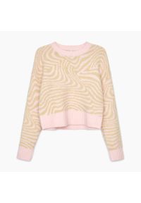 Cropp - Dzianinowy sweter oversize - Różowy. Kolor: różowy. Materiał: dzianina