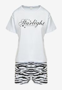Born2be - Jasnoniebieski Bawełniany Komplet Piżamowy T-shirt i Szorty w Zebrę Milavira. Kolor: niebieski. Materiał: bawełna. Wzór: motyw zwierzęcy #6