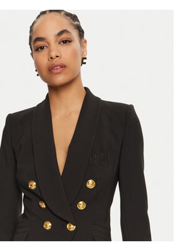 Elisabetta Franchi Marynarka GI-093-46E2-V560 Czarny Regular Fit. Kolor: czarny. Materiał: syntetyk