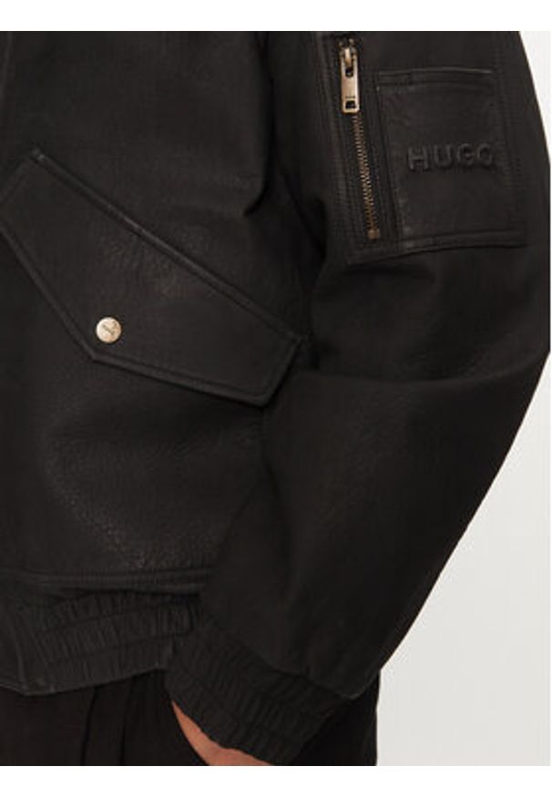 Hugo Kurtka skórzana Lamoto 50516888 Czarny Regular Fit. Kolor: czarny. Materiał: skóra
