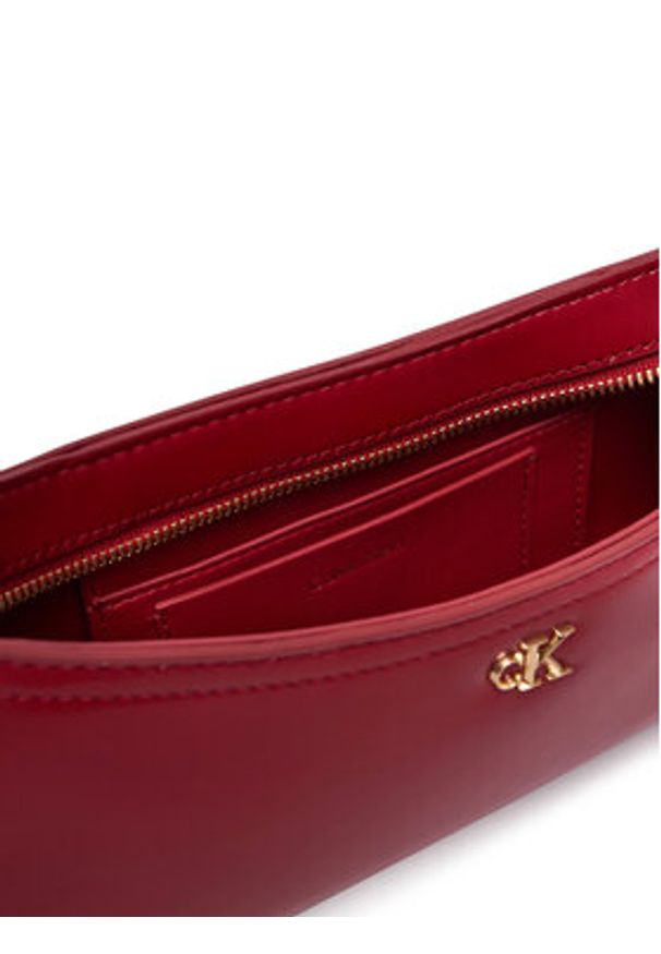 Calvin Klein Torebka Ck Small Shoulder Bag LV04F3170G Bordowy. Kolor: czerwony. Materiał: skórzane