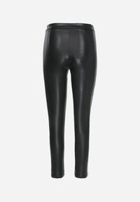 Born2be - Czarne Spodnie z Imitacji Skóry Wierhaph. Stan: podwyższony. Kolor: czarny. Materiał: skóra ekologiczna. Długość: długie. Wzór: jednolity #6