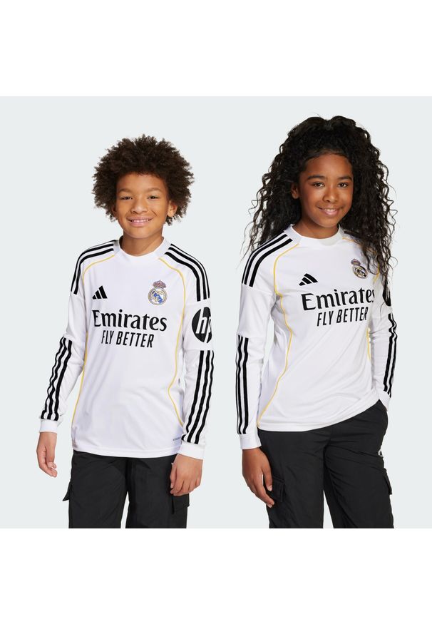 Adidas - Koszulka Real Madrid 25/26 Long Sleeve Home Kids. Kolor: biały. Długość rękawa: długi rękaw. Sport: piłka nożna