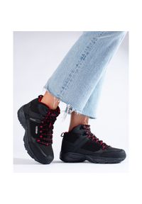 Buty trekkingowe damskie z wysoką cholewką DK czarne. Wysokość cholewki: przed kolano. Kolor: czarny. Materiał: materiał. Szerokość cholewki: normalna #2