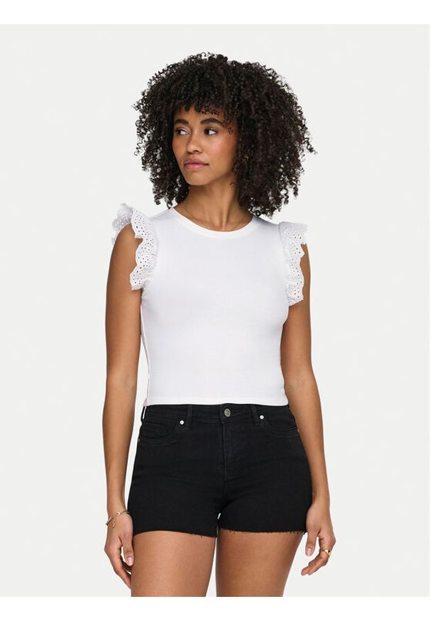 only - ONLY Top Mathilda 15308890 Biały Regular Fit. Kolor: biały. Materiał: bawełna