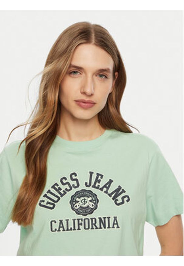 Guess Jeans T-Shirt W5RI43 K8HM0 Zielony Regular Fit. Kolor: zielony. Materiał: bawełna