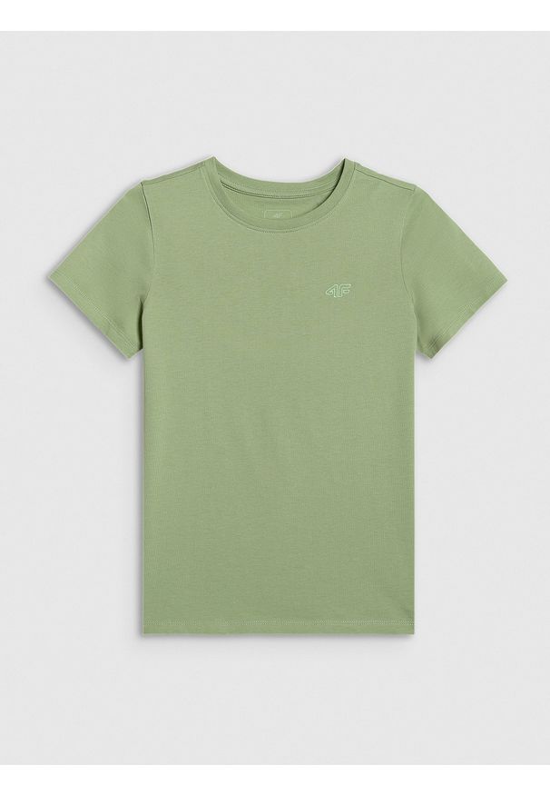 4f - 4F T-shirt regular gładki chłopięcy - turkusowy 146 (10-11 lat). Okazja: na co dzień. Kolor: turkusowy. Materiał: jersey, materiał, bawełna. Długość rękawa: krótki rękaw. Długość: krótkie. Wzór: gładki. Sezon: lato. Styl: klasyczny, młodzieżowy, sportowy, casual