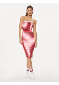 Tommy Jeans Sukienka letnia Logo Tape DW0DW17922 Czerwony Slim Fit. Kolor: czerwony. Materiał: wiskoza. Sezon: lato