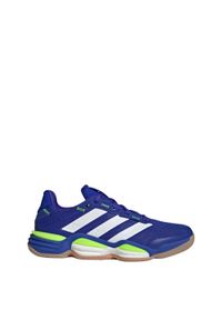 Adidas - Buty Stabil 16 Indoor. Kolor: biały, niebieski, żółty, wielokolorowy. Materiał: materiał