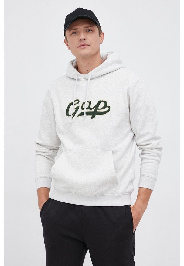 GAP - Bluza. Okazja: na co dzień. Kolor: szary. Materiał: poliester. Wzór: aplikacja. Styl: casual
