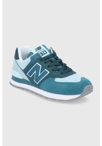 New Balance Buty kolor turkusowy na płaskiej podeszwie. Nosek buta: okrągły. Zapięcie: sznurówki. Kolor: turkusowy. Materiał: guma. Obcas: na płaskiej podeszwie. Model: New Balance 574 #4