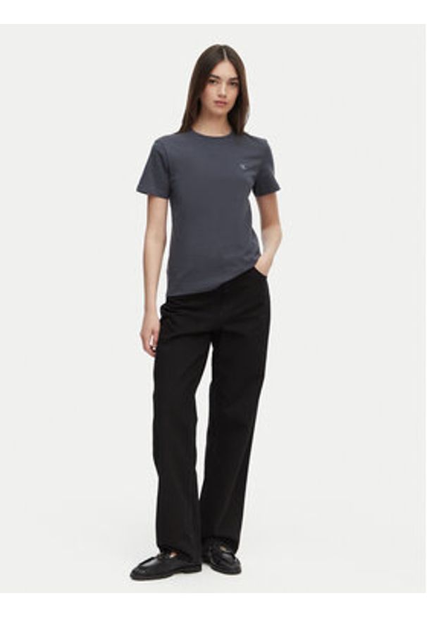 Calvin Klein Jeans T-Shirt Monogram LV047B224G Szary ciemny Regular Fit. Kolor: szary. Materiał: bawełna