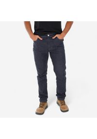 quechua - Spodnie turystyczne męskie Quechua NH500 jeans. Kolor: niebieski, czarny, wielokolorowy. Materiał: elastan, bawełna, poliester, materiał. Sezon: lato. Sport: turystyka piesza