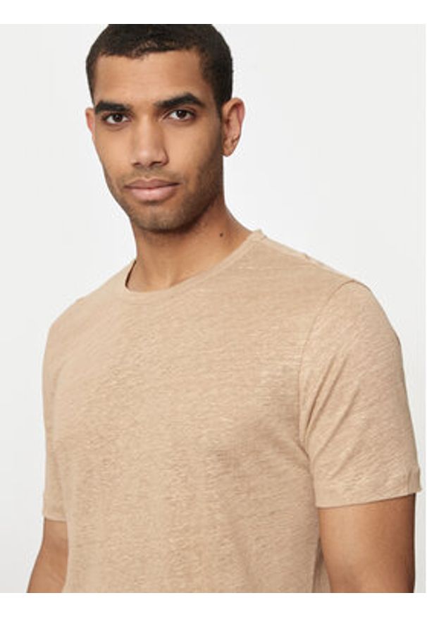 BOSS - Boss T-Shirt Tiburt 456 50511612 Beżowy Regular Fit. Kolor: beżowy. Materiał: len