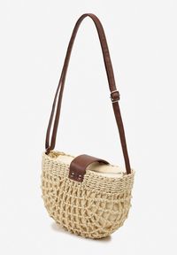 Born2be - Jasnobeżowa Torebka z Szerokiej Plecionki na Ramię Zapinana na Zatrzask i Suwak Sadhara. Kolor: beżowy. Styl: casual, elegancki. Rodzaj torebki: na ramię #5