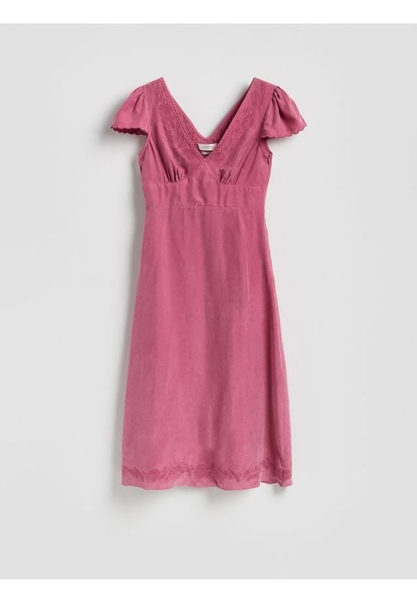 Reserved - Sukienka z cupro - brudny róż. Kolor: różowy. Materiał: wiskoza, tkanina. Typ sukienki: proste