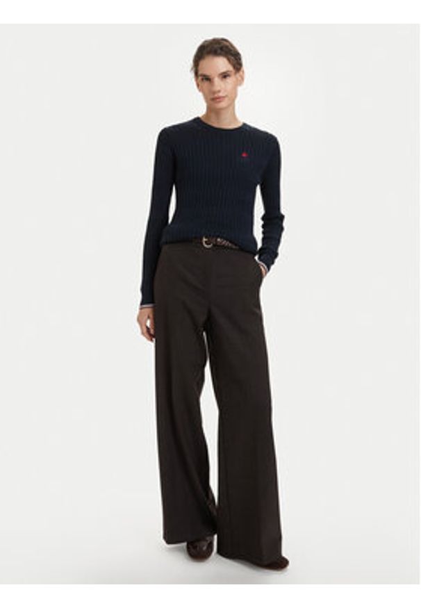 Beverly Hills Polo Club Sweter P-SS26W-M537390 Granatowy Regular Fit. Typ kołnierza: polo. Kolor: niebieski. Materiał: bawełna