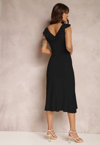 Renee - Czarna Sukienka Galare. Kolor: czarny. Materiał: tkanina, wiskoza. Długość rękawa: bez rękawów. Wzór: aplikacja. Typ sukienki: kopertowe #3