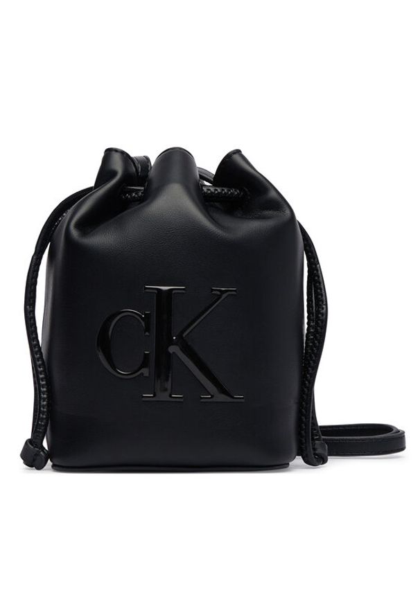 Calvin Klein Torebka Bold Ck Mini Bucket Crossbody LV04F3870G Czarny. Kolor: czarny. Materiał: skórzane
