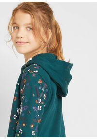 bonprix - Bluza z kapturem, bawełna organiczna. Typ kołnierza: kaptur. Kolor: niebieski. Materiał: bawełna. Wzór: nadruk, kwiaty #3