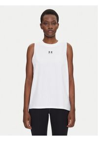 Under Armour Koszulka techniczna Rival Muscle 1383659 Biały Regular Fit. Kolor: biały. Materiał: bawełna, syntetyk