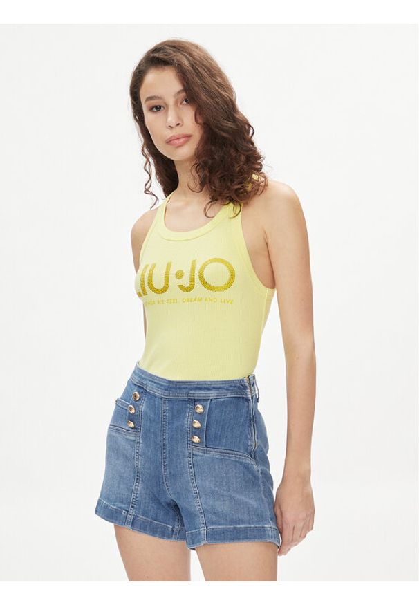 Liu Jo Top MA4327 J4695 Żółty Slim Fit. Kolor: żółty. Materiał: wiskoza