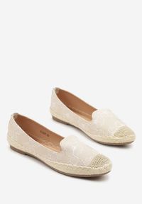 Renee - Beżowe Espadryle Ozdobione Plecionką i Motywem Kwiatów Ralanne. Okazja: na co dzień. Kolor: beżowy. Wzór: aplikacja, kwiaty. Sezon: lato. Styl: elegancki, casual #6