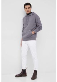 Calvin Klein Jeans Bluza J30J319701.PPYY męska kolor szary z kapturem gładka. Okazja: na co dzień. Typ kołnierza: kaptur. Kolor: szary. Materiał: dzianina. Wzór: gładki. Styl: casual #2