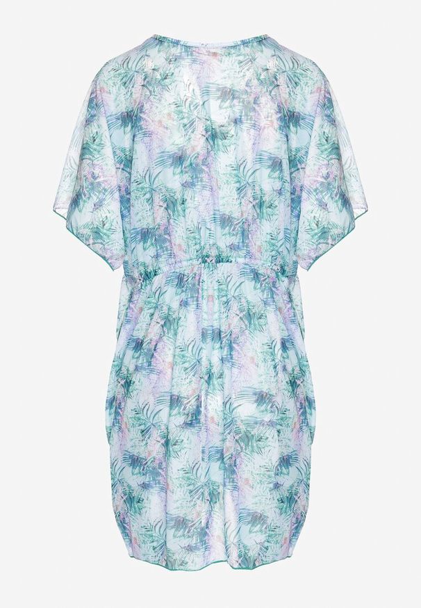 Renee - Zielona Narzutka Plażowa z Wiązaniem w Kwiatowy Wzór Mevelaura. Okazja: na plażę. Kolor: zielony. Wzór: kwiaty. Sezon: lato