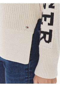 TOMMY HILFIGER - Tommy Hilfiger Sweter WW0WW39002 Beżowy Regular Fit. Kolor: beżowy. Materiał: bawełna #3